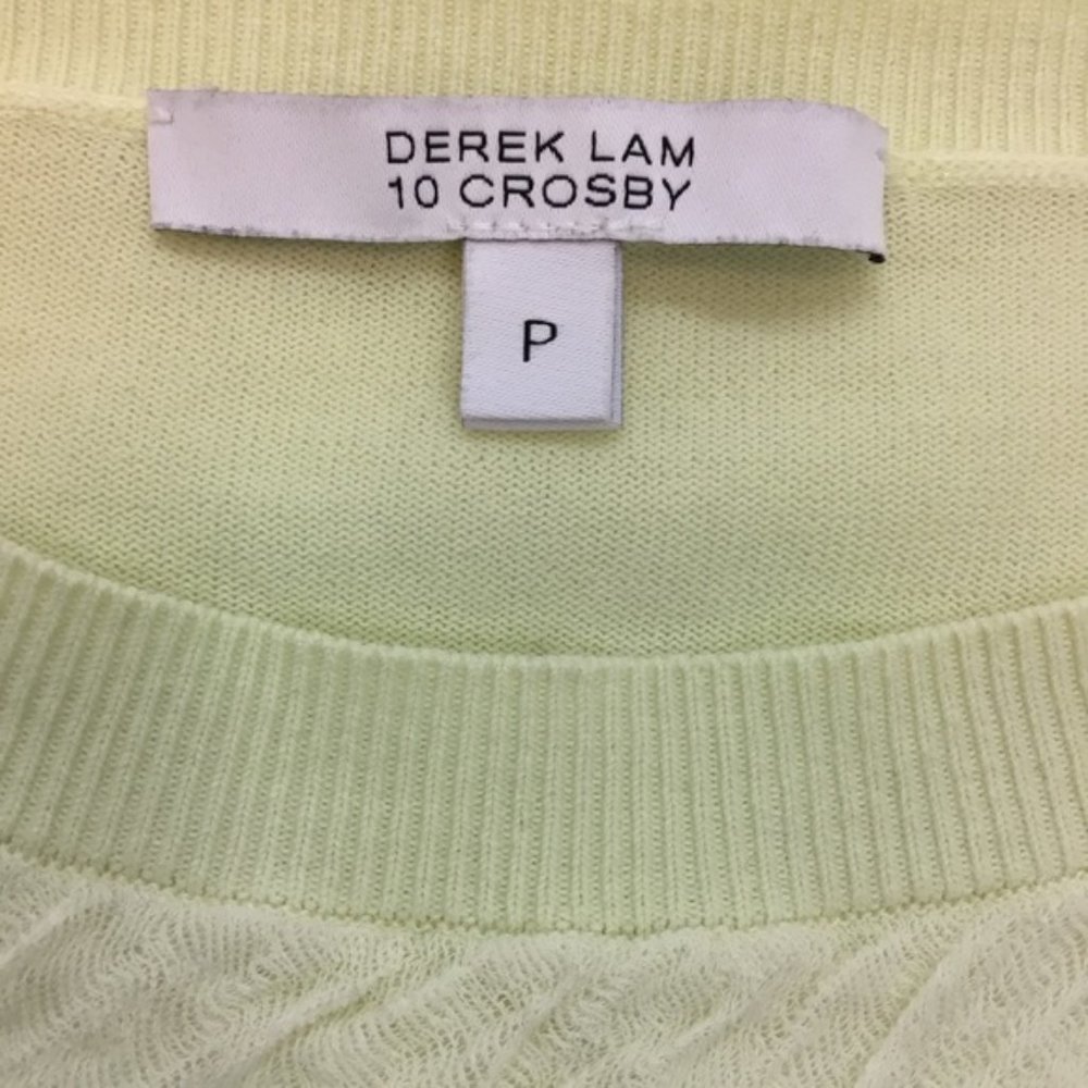 Derek Lam 10 Crosby Yellow Knit Textured Crewneck Sweatshirt Petite - Picture 4 of 7